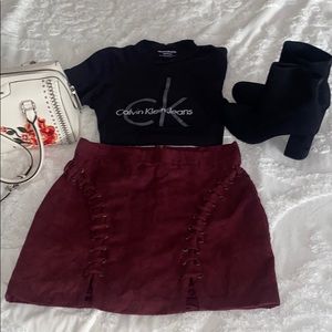 Burgundy Forever 21 Suede mini skirt